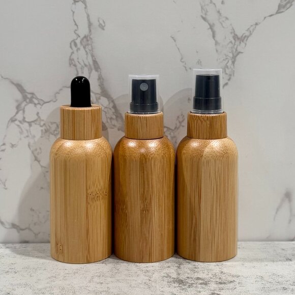 Variety Sets ~ 30mL Amber Glass (Bamboo Wrap) Essential Oil Bottles ~ Set of 3 - Picture 1 of 1